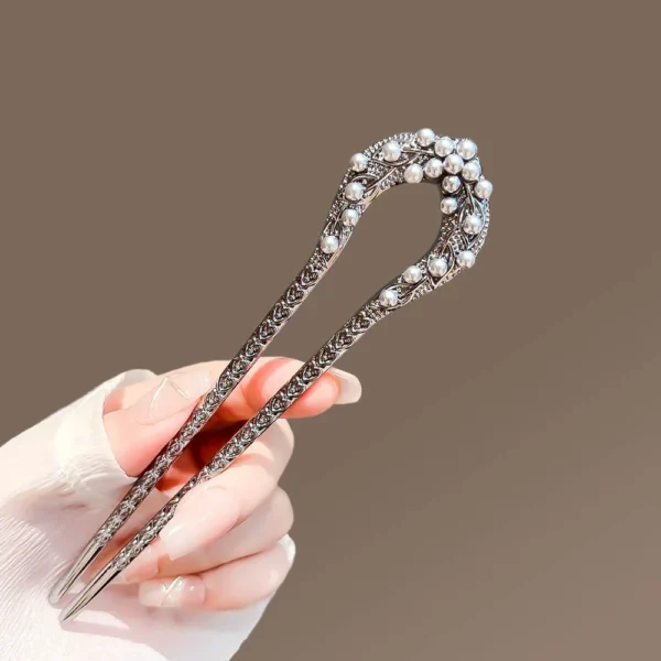 Celestial Pearl Blossom U-Shape Hairpin - Image 5