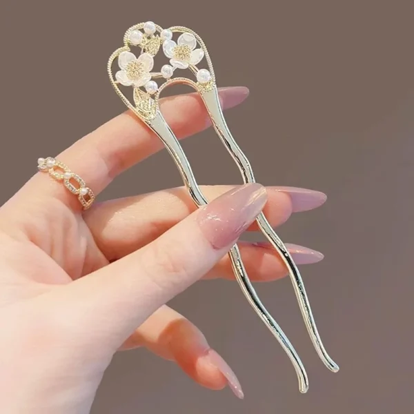 Celestial Pearl Blossom U-Shape Hairpin - Image 2