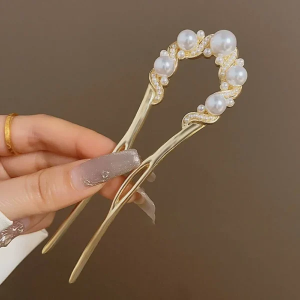 Celestial Pearl Blossom U-Shape Hairpin - Image 3